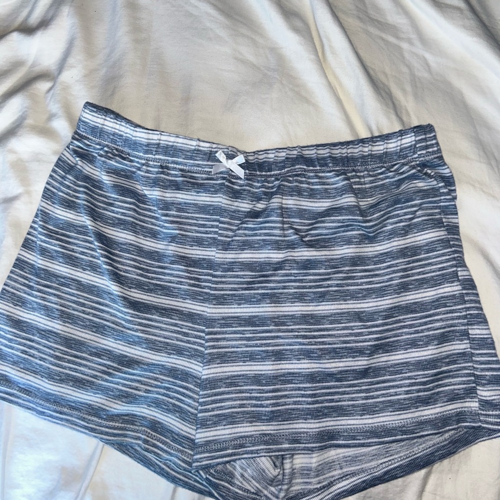 Striped Gray and White Women's Athletic Shorts